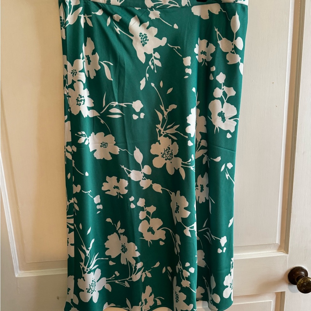 J. Crew Green and Cream Floral Skirt